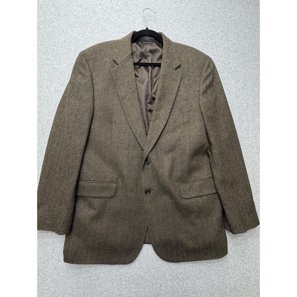 Bert‎ Pulitzer Blazer Sport Coat Mens 44 Brown Wool Camel Hair Tweed Herringbone